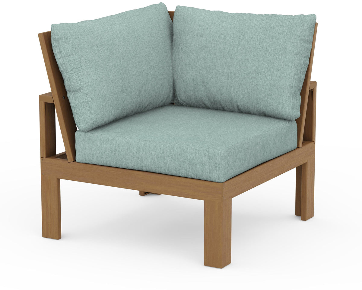 POLYWOOD® Modular Corner Chair in Natural / Glacier Spa