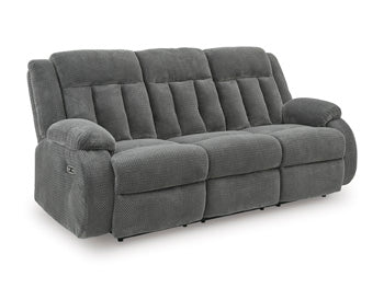 Observation Power Reclining Sofa with Drop Down Table - Steel
