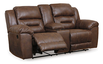 Stoneland Reclining Loveseat with Console - Chocolate