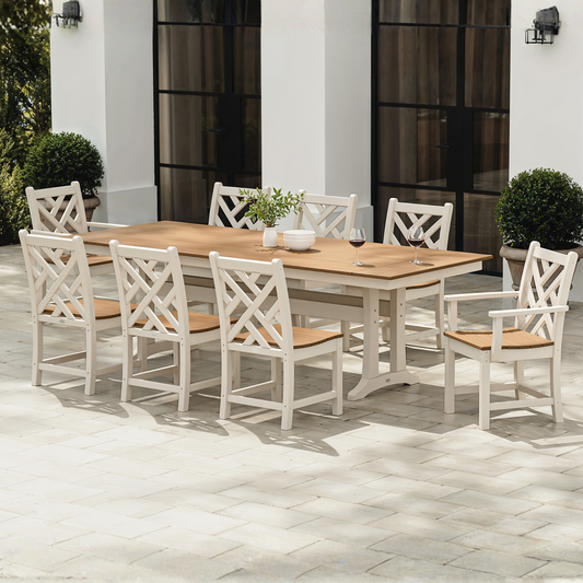 Chippendale 9-Piece Farmhouse Dining Set with Trestle Legs
