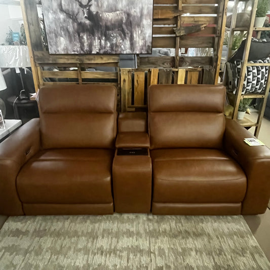 Magic Man 2-Piece Power Reclining Sectional Loveseat with Console