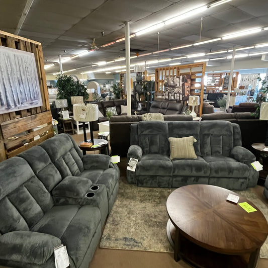 Observation Power Reclining Sofa with Drop Down Table - Steel