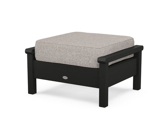POLYWOOD® Harbour Deep Seating Ottoman in Black / Weathered Tweed
