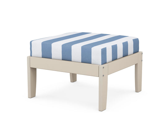 Unbranded Modular Ottoman - Classic in Sand / Cabana Stripe Sky Blue