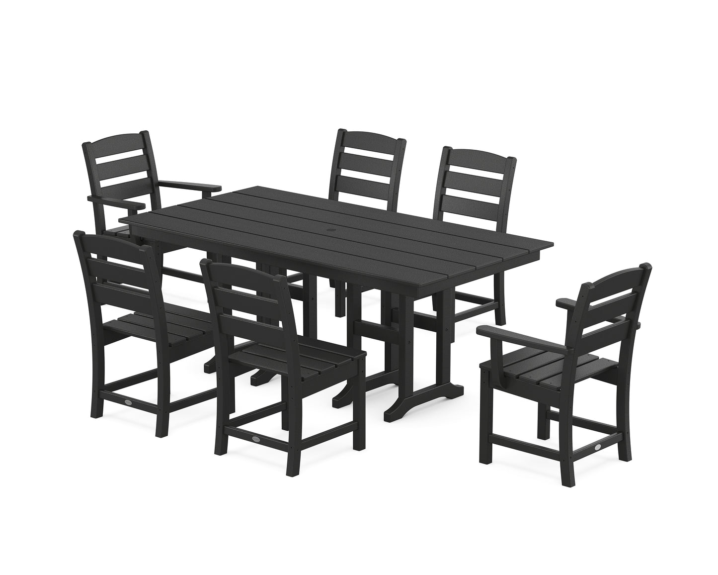 POLYWOOD® Lakeside 7-Piece Farmhouse Dining Set in Black