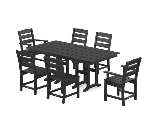 POLYWOOD® Lakeside 7-Piece Farmhouse Dining Set in Black