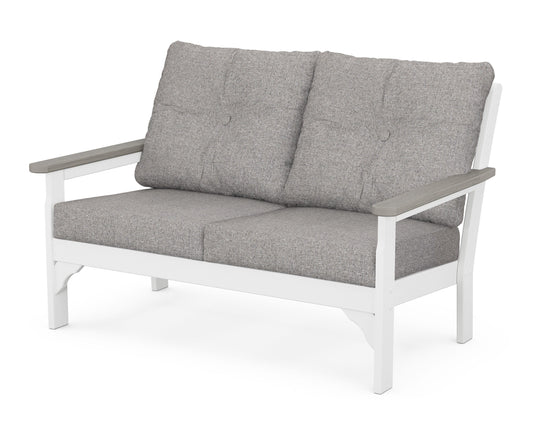 POLYWOOD® Vineyard Deep Seating Loveseat in White / Driftwood / Grey Mist
