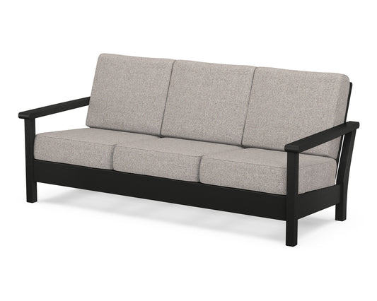 POLYWOOD® Harbour Deep Seating Sofa in Black / Weathered Tweed