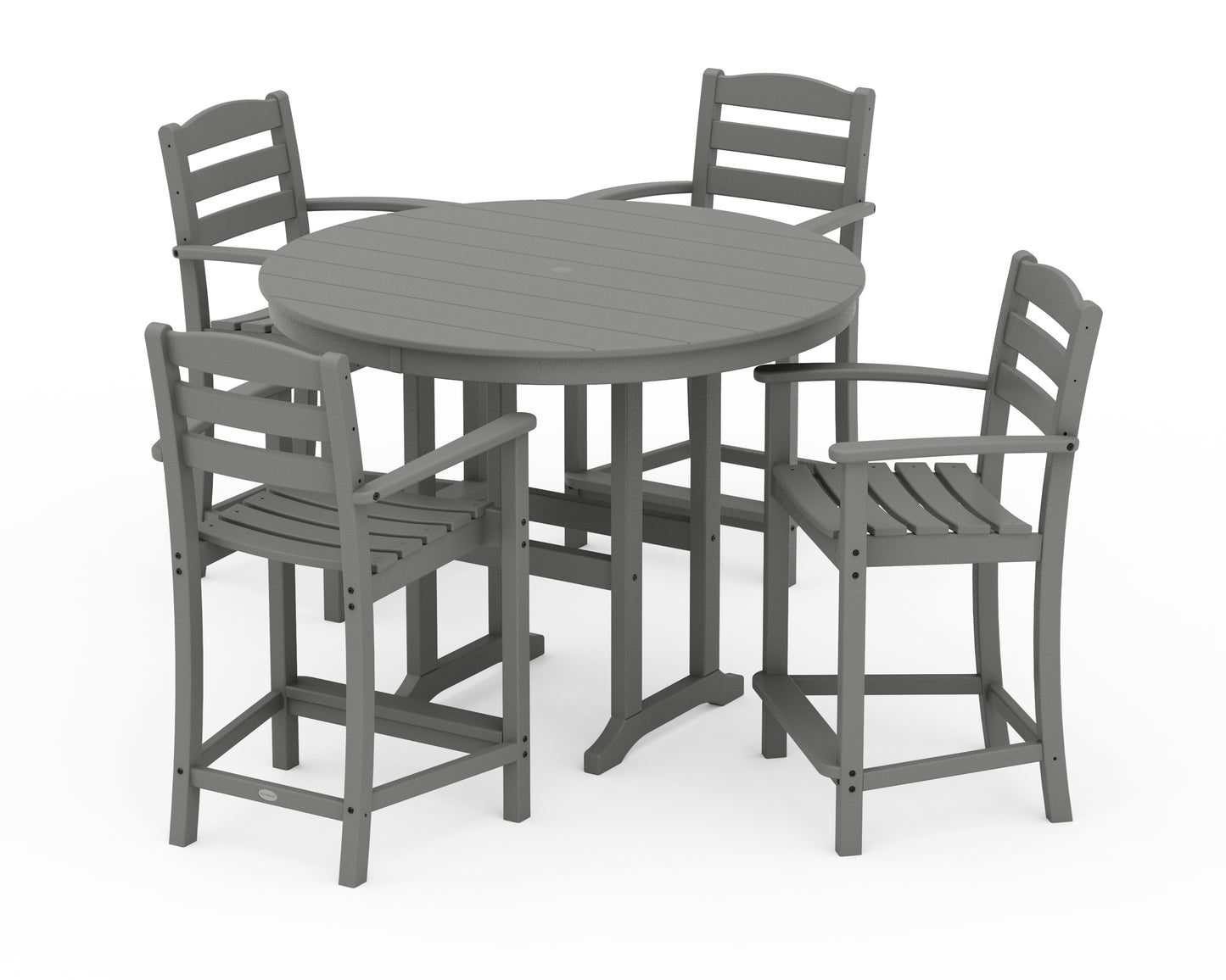 POLYWOOD® La Casa Café 5-Piece Round Farmhouse Counter Set in Slate Grey