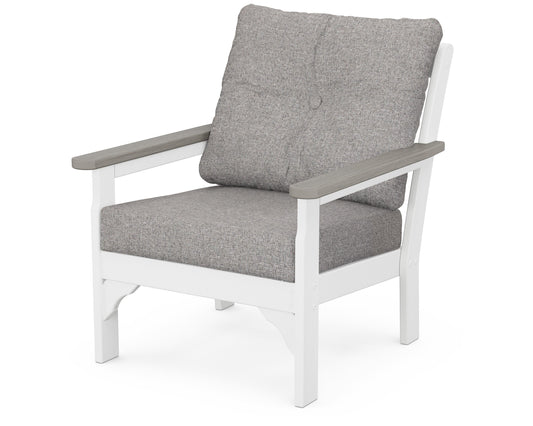 POLYWOOD® Vineyard Deep Seating Chair in White / Driftwood / Grey Mist