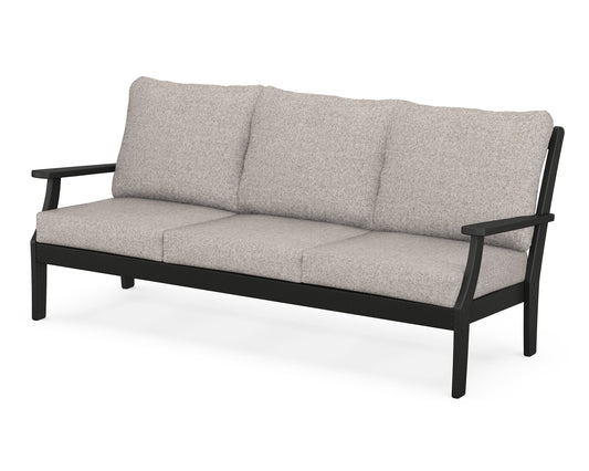 POLYWOOD® Braxton Deep Seating Sofa in Black / Weathered Tweed