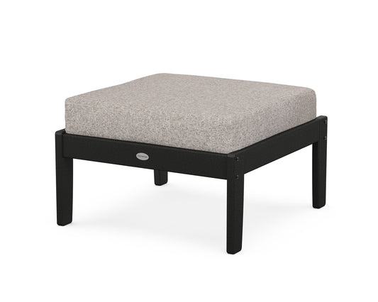 POLYWOOD® Braxton Deep Seating Ottoman in Black / Weathered Tweed