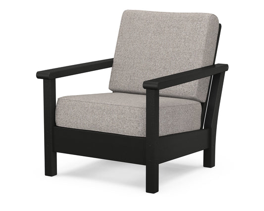 POLYWOOD® Harbour Deep Seating Chair in Black / Weathered Tweed