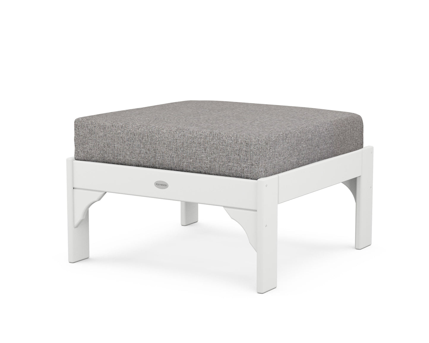 POLYWOOD® Vineyard Deep Seating Ottoman in White / Grey Mist