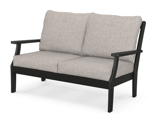 POLYWOOD® Braxton Deep Seating Loveseat in Black / Weathered Tweed