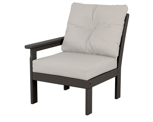 POLYWOOD® Vineyard Modular Left Arm Chair in Vintage Coffee / Cast Ash