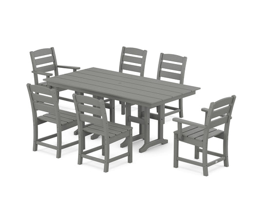 POLYWOOD® Lakeside 7-Piece Farmhouse Dining Set in Slate Grey