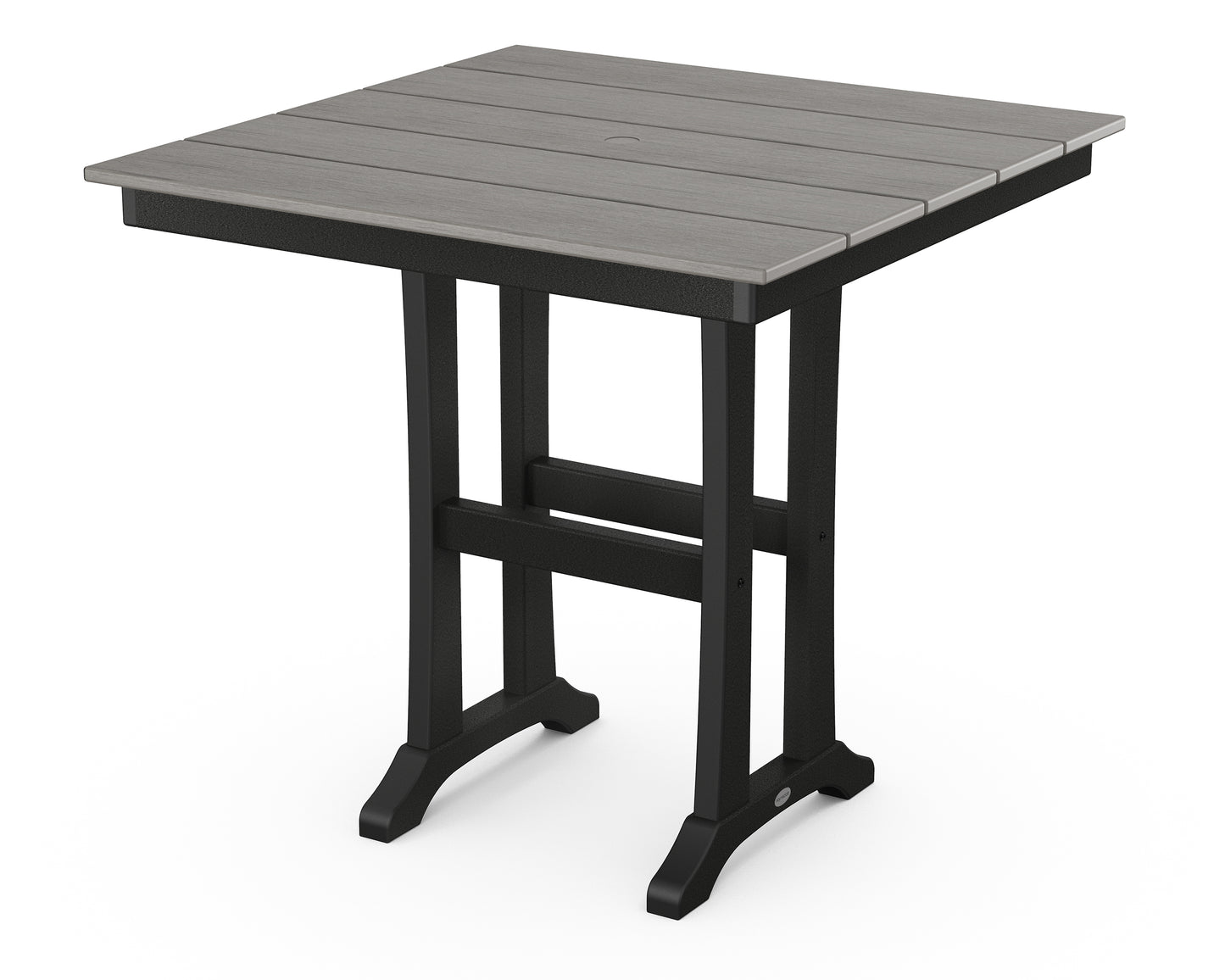 POLYWOOD® Farmhouse Trestle 37" Counter Table in Black / Driftwood