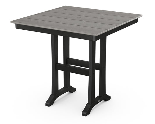 POLYWOOD® Farmhouse Trestle 37" Counter Table in Black / Driftwood