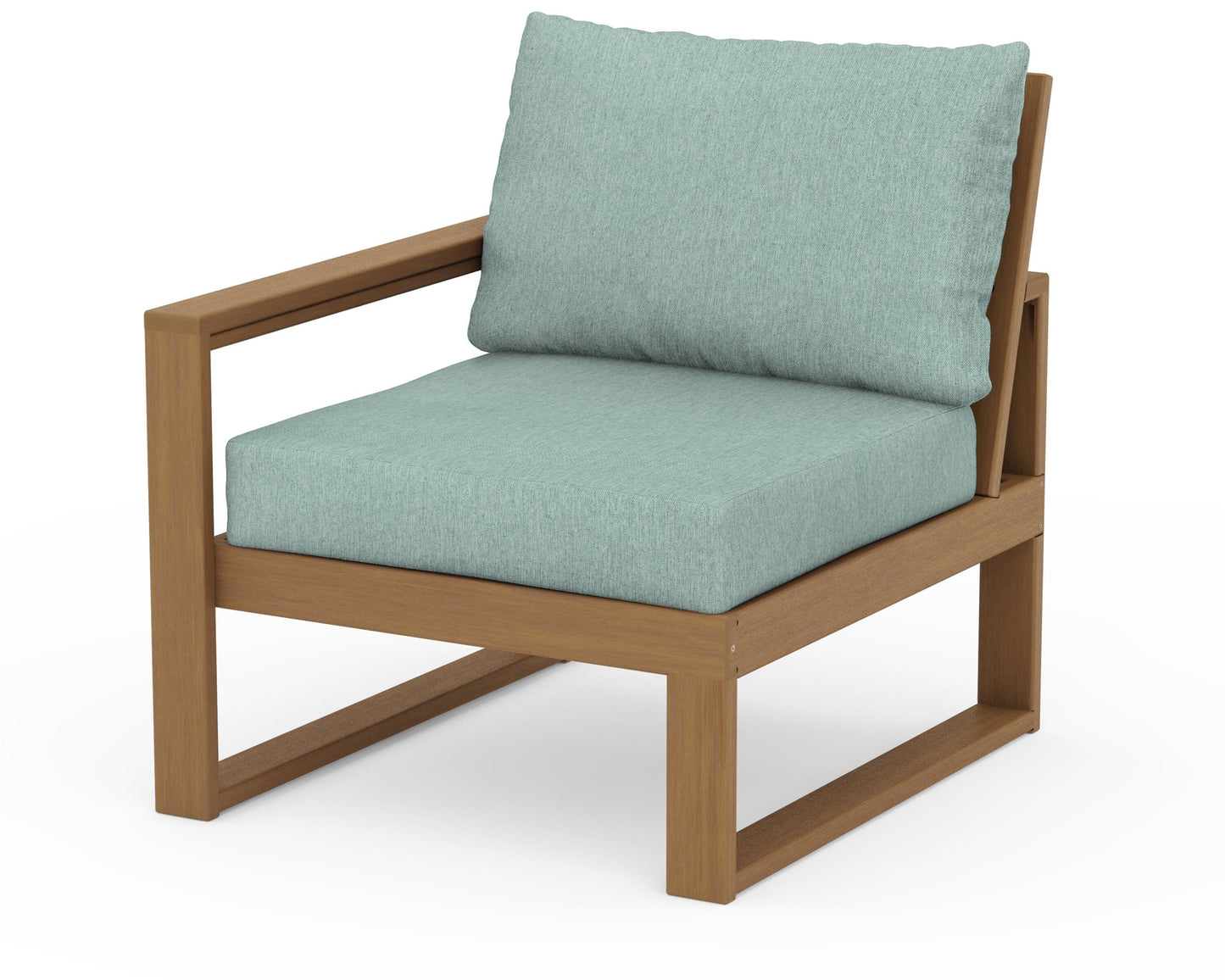 POLYWOOD® EDGE Modular Left Arm Chair in Natural / Glacier Spa