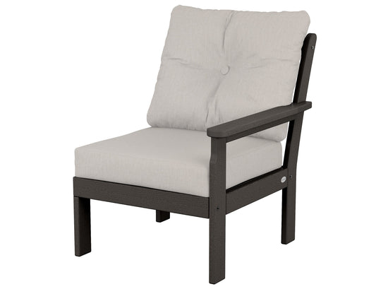 POLYWOOD® Vineyard Modular Right Arm Chair in Vintage Coffee / Cast Ash