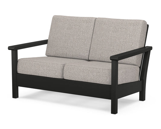 POLYWOOD® Harbour Deep Seating Loveseat in Black / Weathered Tweed