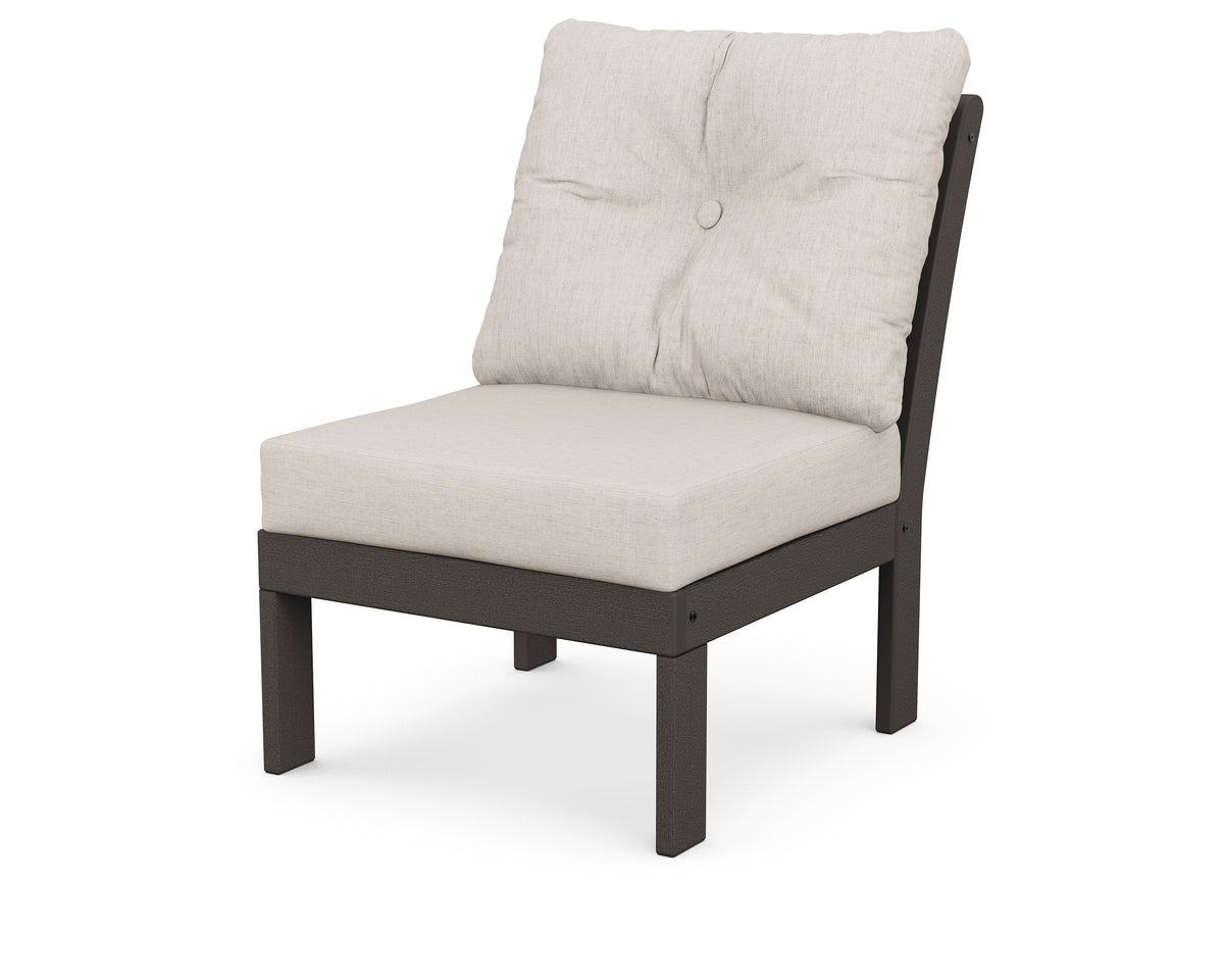 POLYWOOD® Vineyard Modular Armless Chair in Vintage Coffee / Cast Ash