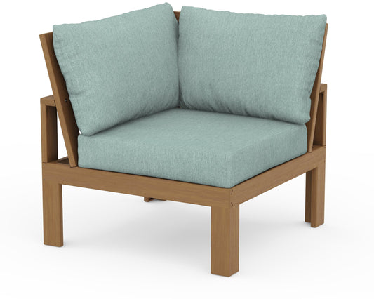 POLYWOOD® Modular Corner Chair in Natural / Glacier Spa