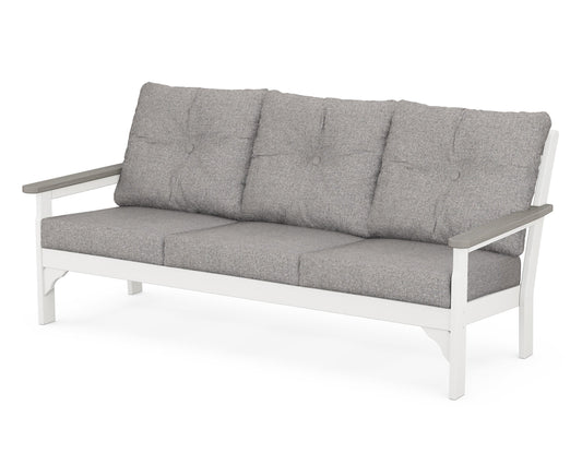 POLYWOOD® Vineyard Deep Seating Sofa in White / Driftwood / Grey Mist